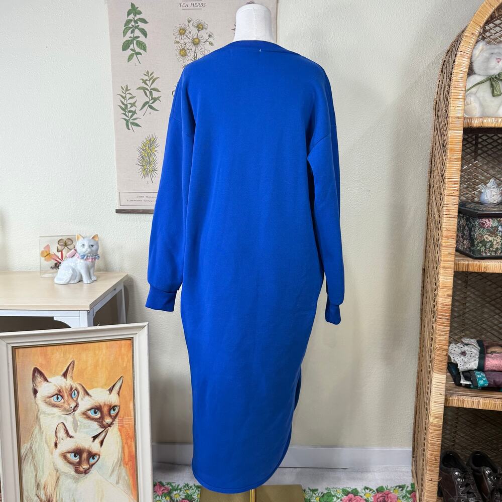Vintage 80s 90s Cat Embellishment Winter Sweatshirt Nightgown Novelty Grandma 1X - Picture 4 of 7